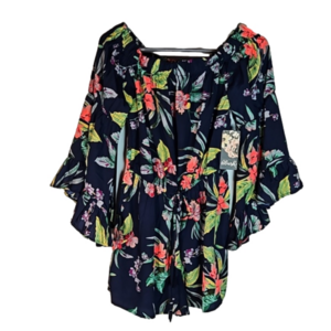 Hint of BIush Floral BellSleeve Romper Small